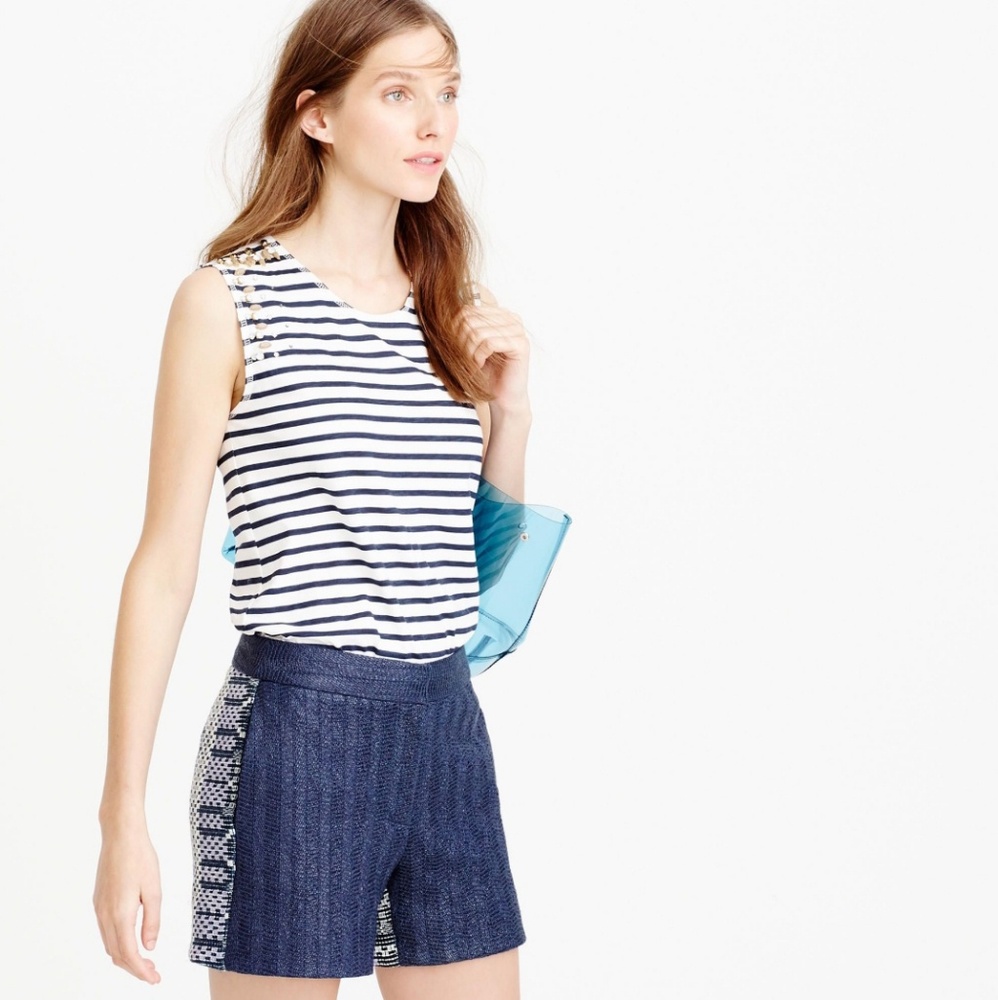 J.Crew Collection Italian Mixed Tweed Shorts Blue